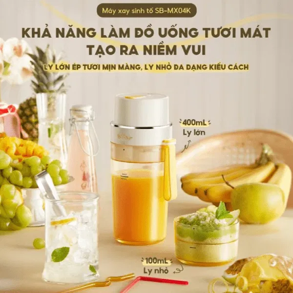 Máy xay sinh tố cầm tay Bear 0.4L + 0.1L 70W BL-4H05Z (LLJ-K05V8) - Ảnh 3