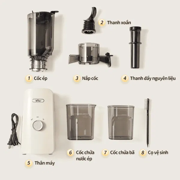 Máy ép chậm 0.8L 130W Bear SJ-4H01U (YZJ-F01D6) - Ảnh 7